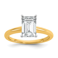 14k Two-Tone 1 3/4 carat Certified Lab Grown Diamond VS/SI+ G+ Emerald Solitare Engagement Ring