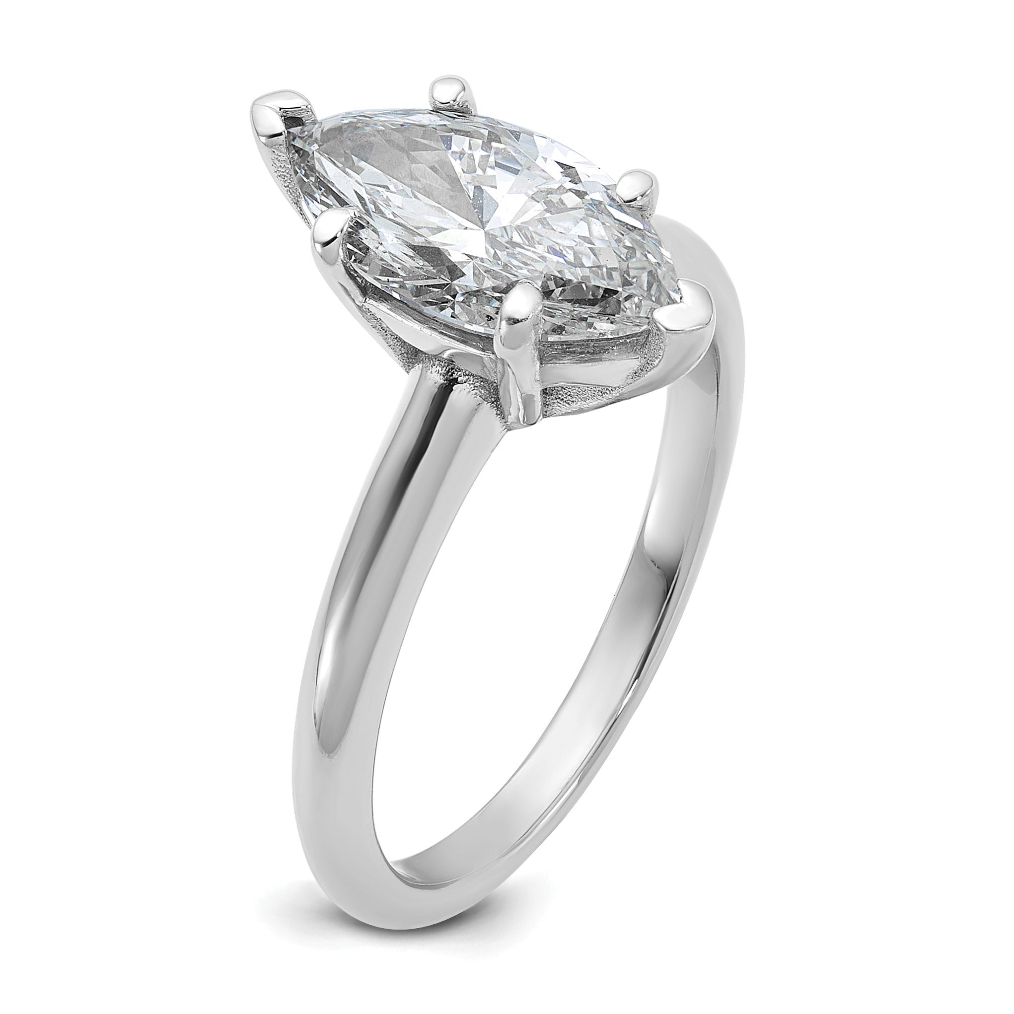 14k White Gold 2 carat Certified Lab Grown Diamond VS+ F+ Marquise Solitare Complete Engagement Ring