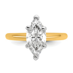 14k Two-tone 2 carat Certified Lab Grown Diamond VS+ F+ Marquise Solitare Complete Engagement Ring