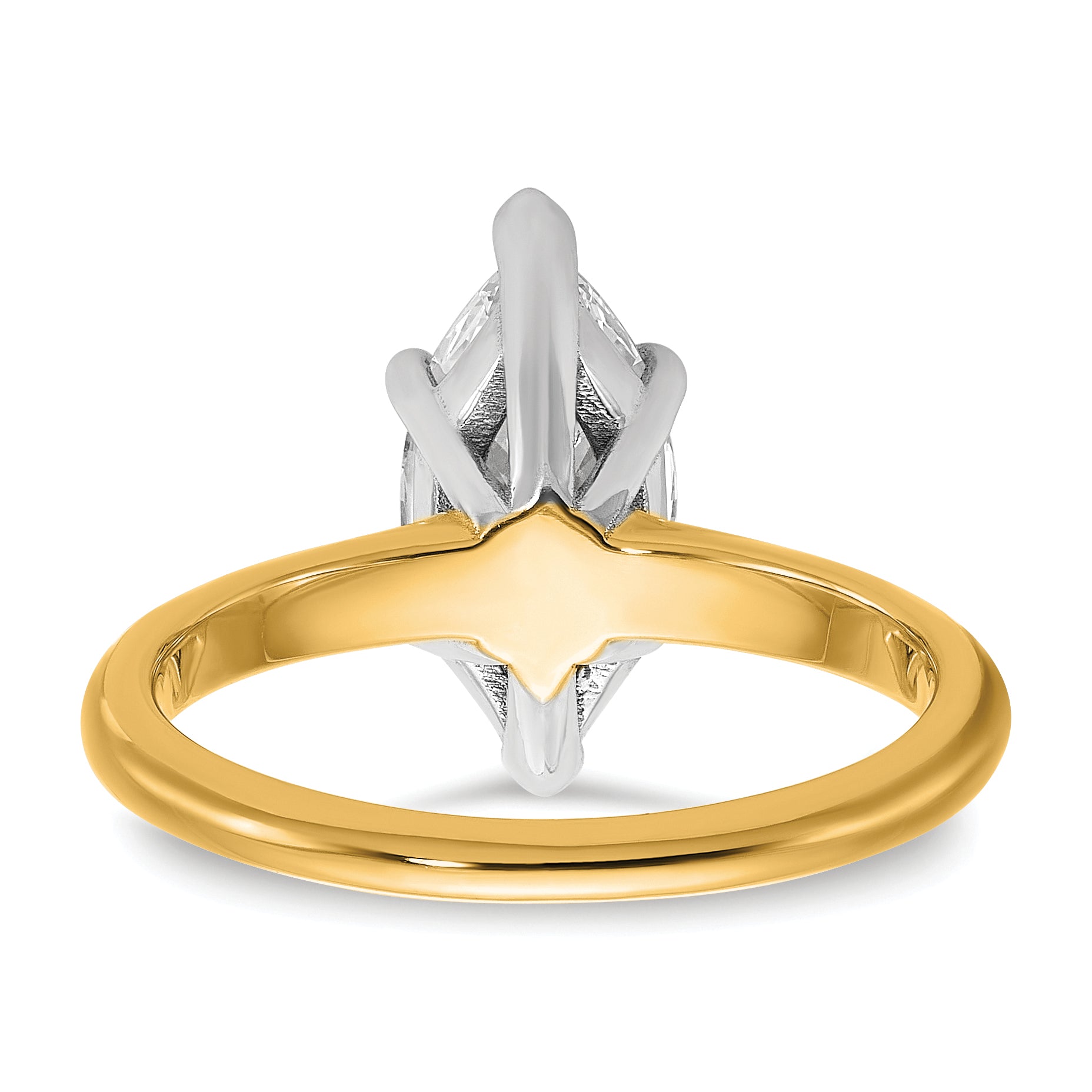 14k Two-tone 2 carat Certified Lab Grown Diamond VS+ F+ Marquise Solitare Complete Engagement Ring
