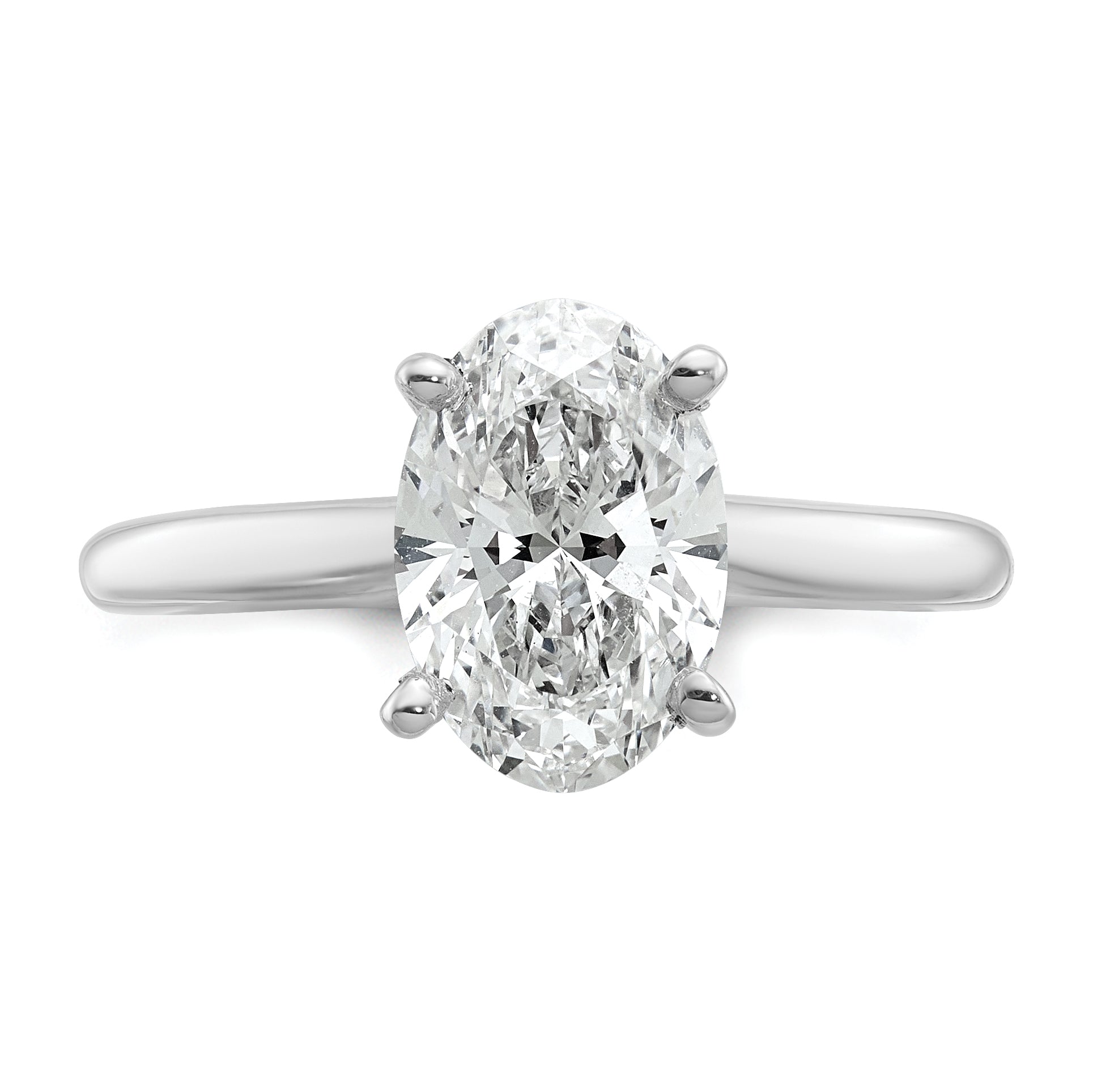14k White Gold 2 carat Lab Grown Diamond VS+ F+ Oval Complete Solitaire Engagement Ring