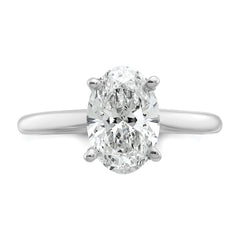 14k White Gold 2 carat Lab Grown Diamond VS+ F+ Oval Complete Solitaire Engagement Ring