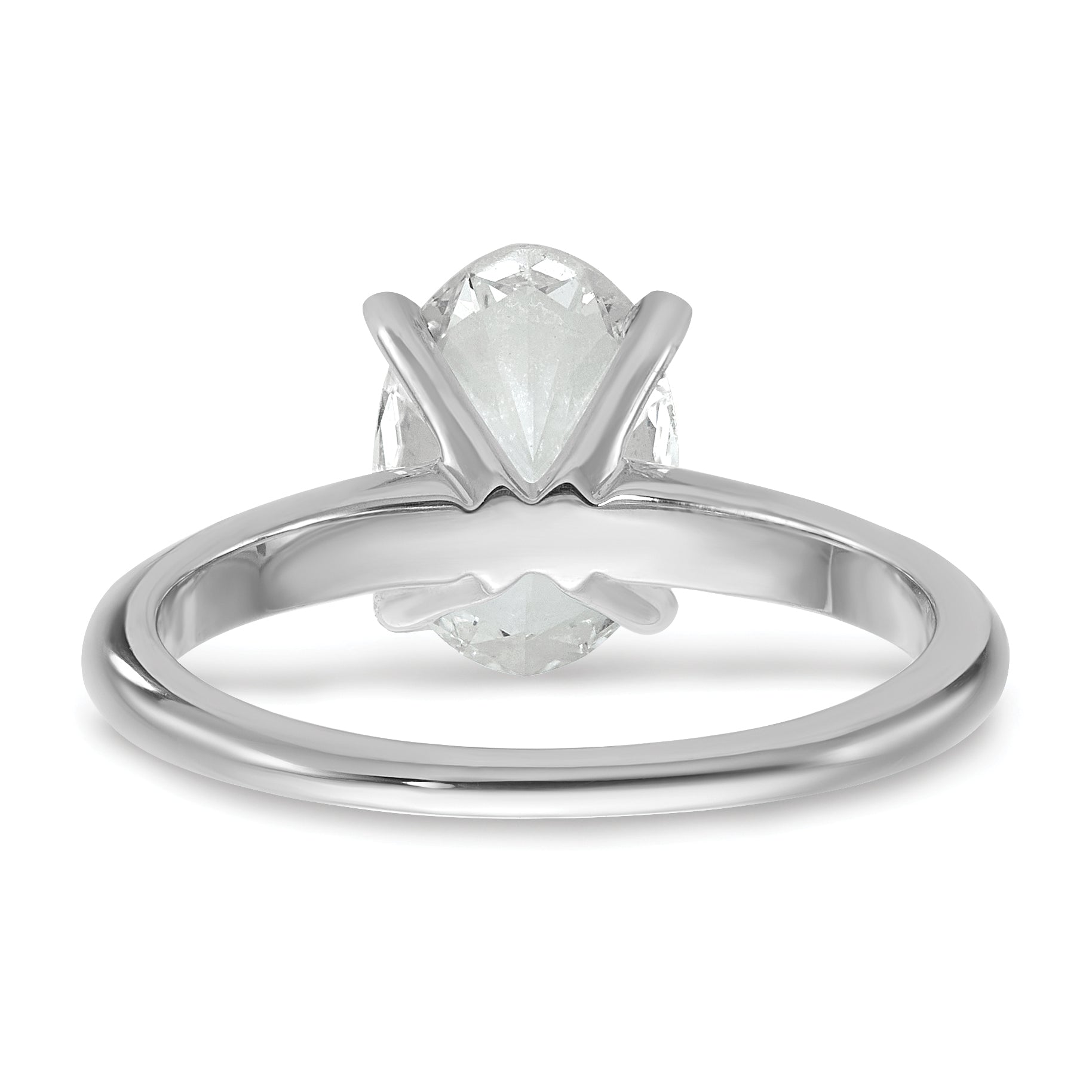 14k White Gold 2 carat Lab Grown Diamond VS+ F+ Oval Complete Solitaire Engagement Ring