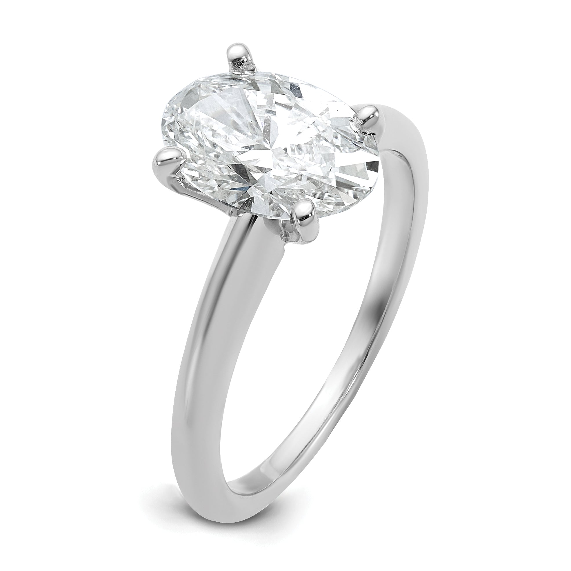 14k White Gold 2 carat Lab Grown Diamond VS+ F+ Oval Complete Solitaire Engagement Ring