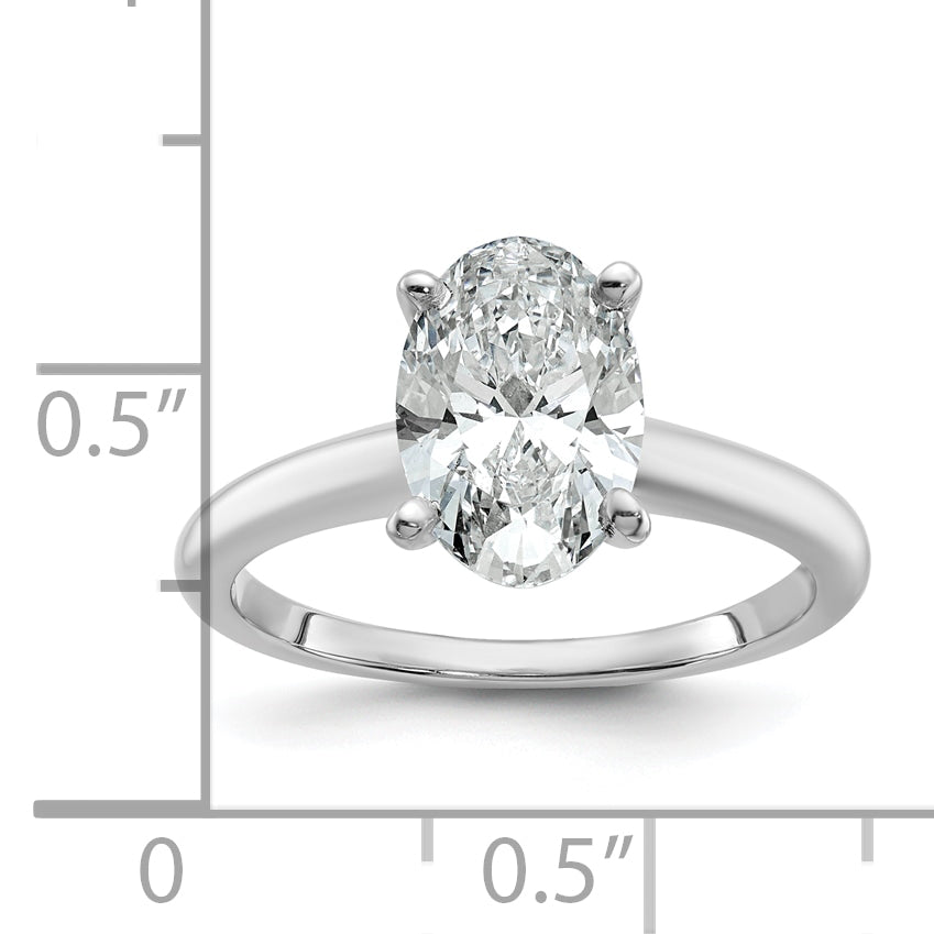 14k White Gold 2 carat Lab Grown Diamond VS+ F+ Oval Complete Solitaire Engagement Ring