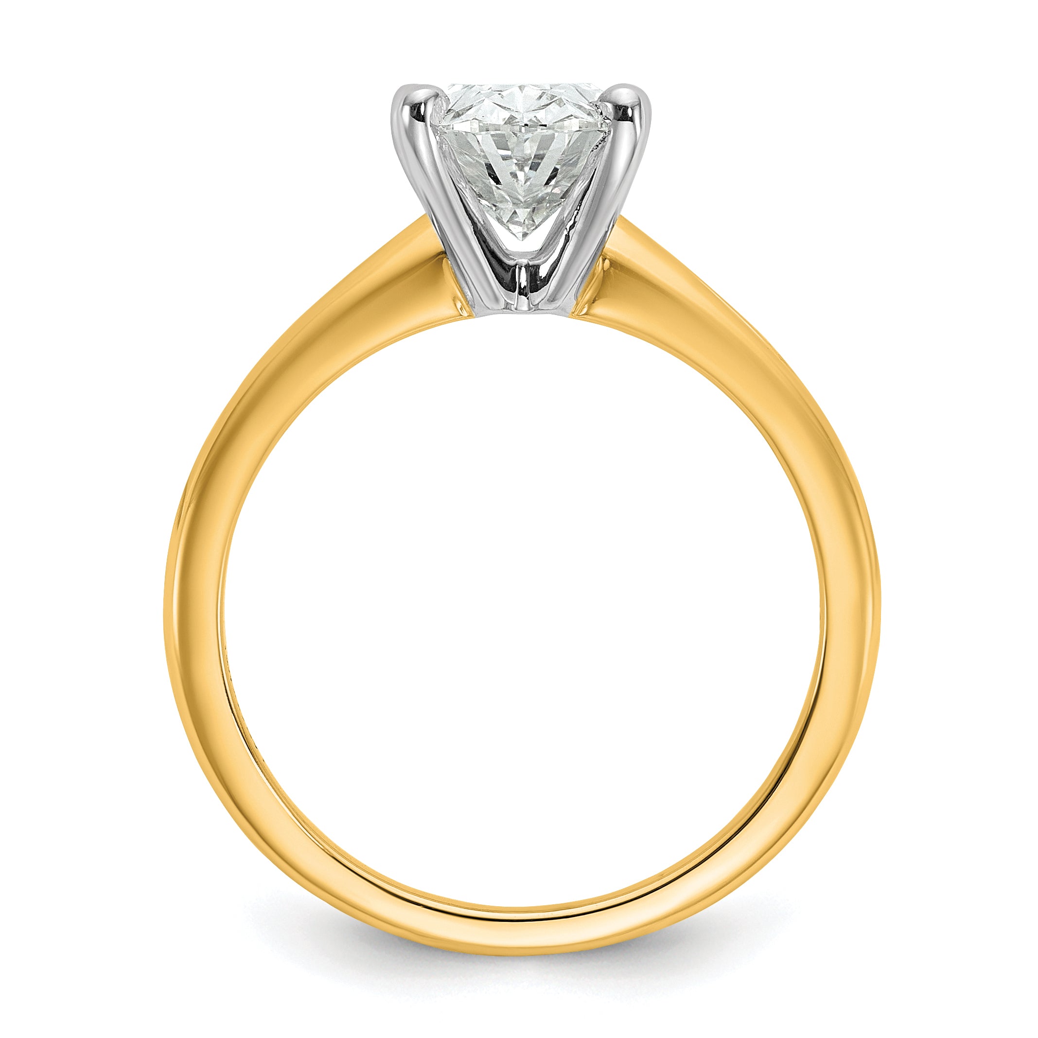14k Two-Tone 2 carat Certified Lab Grown Diamond VS+ F+ Oval Complete Solitaire Engagement Ring