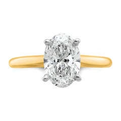 14k Two-Tone 2 carat Certified Lab Grown Diamond VS+ F+ Oval Complete Solitaire Engagement Ring
