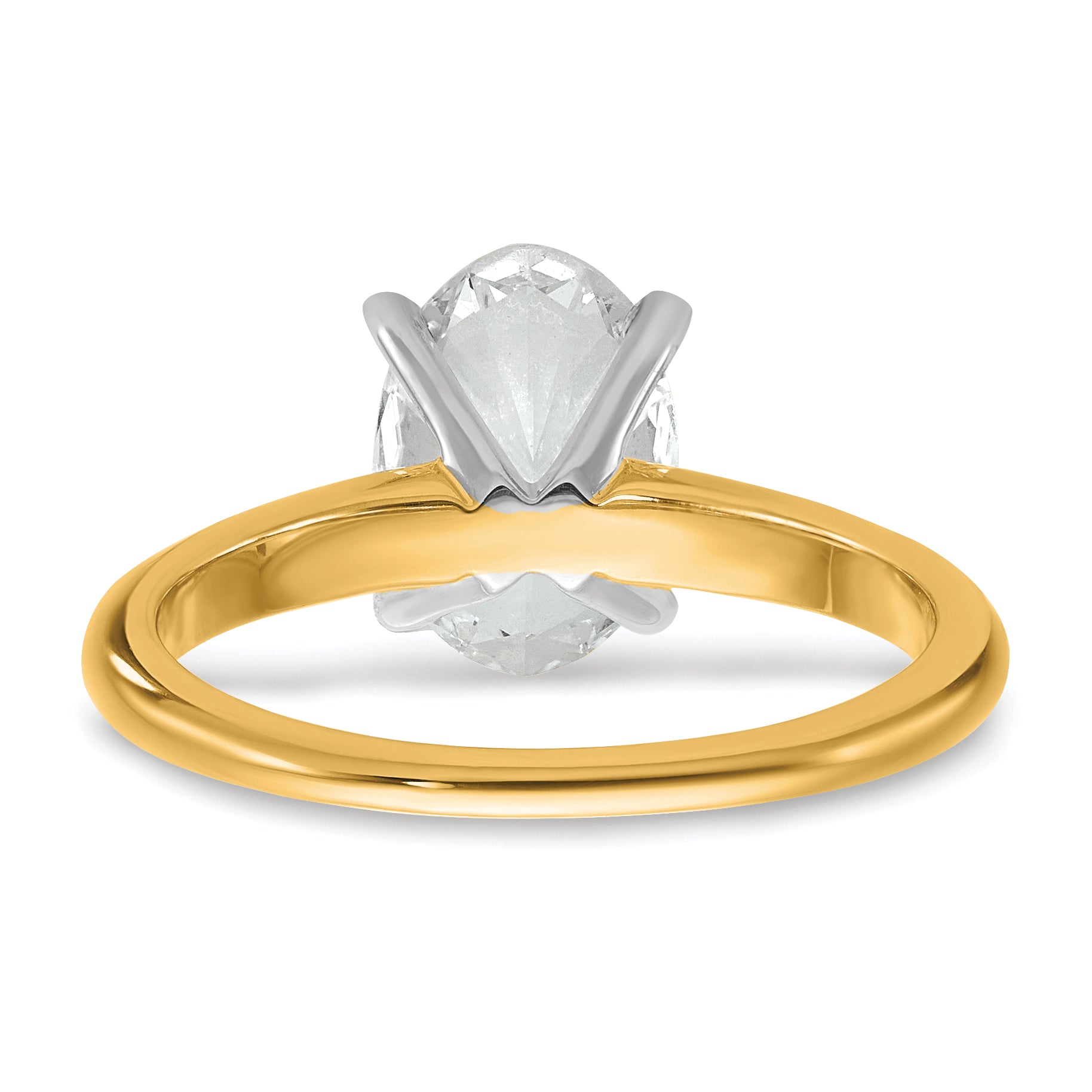 14k Two-Tone 2 carat Certified Lab Grown Diamond VS+ F+ Oval Complete Solitaire Engagement Ring