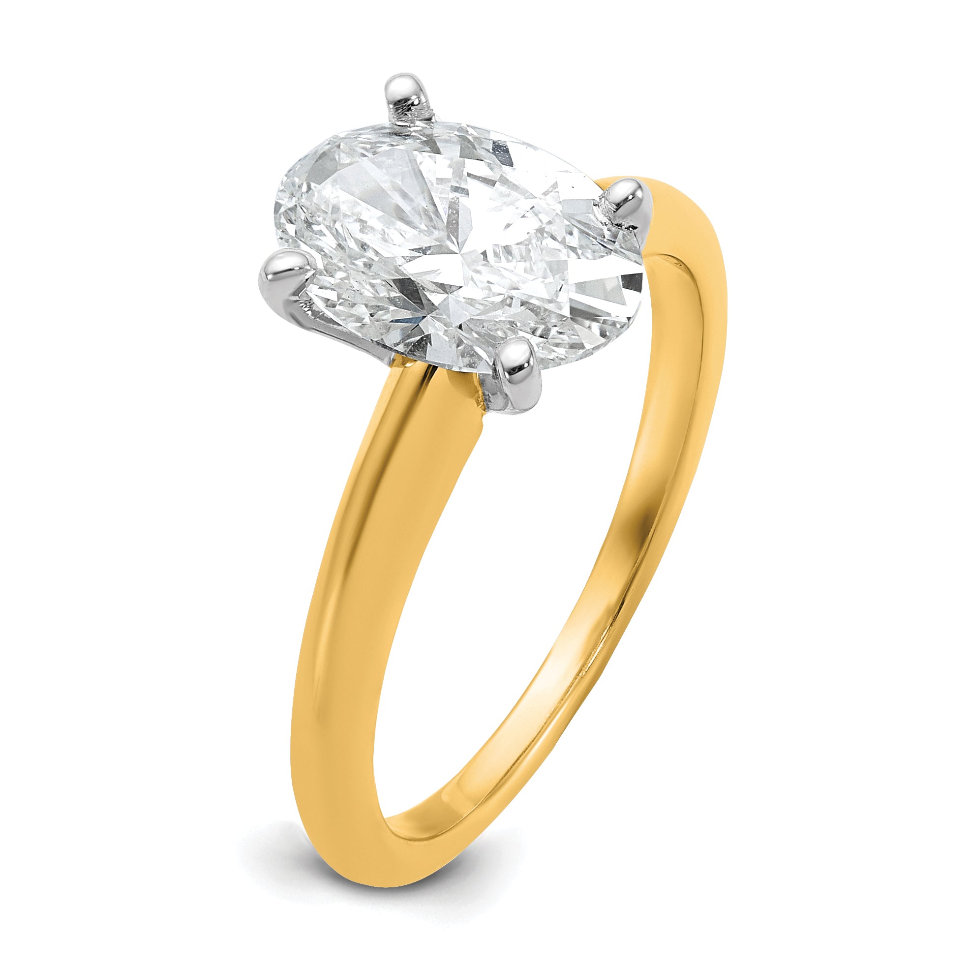 14k Two-Tone 2 carat Certified Lab Grown Diamond VS+ F+ Oval Complete Solitaire Engagement Ring