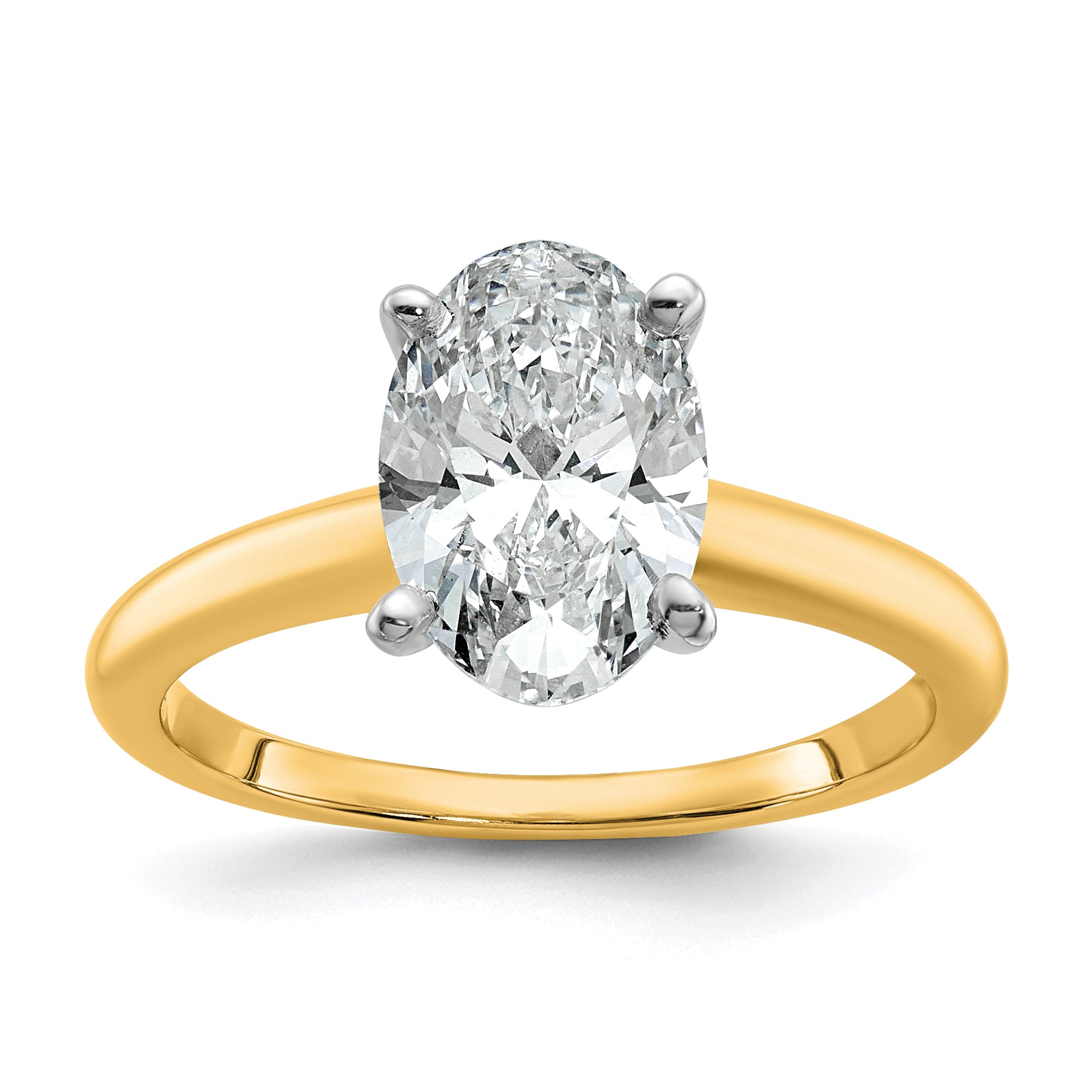 14k Two-Tone 2 carat Lab Grown Diamond VS+ F+ Oval Complete Solitaire Engagement Ring