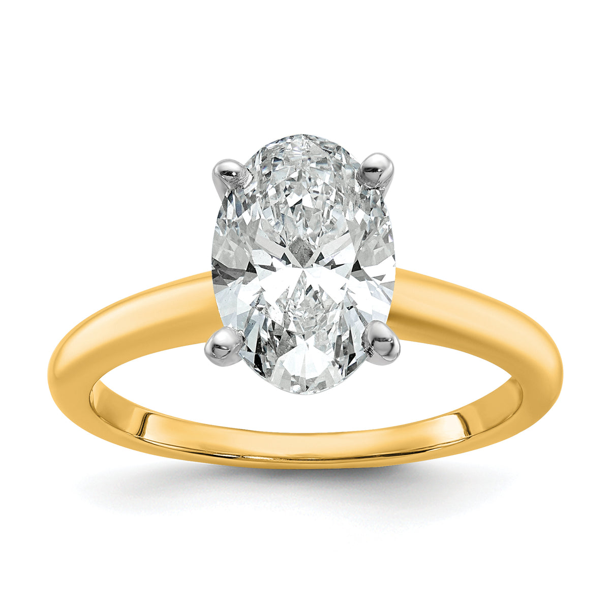 14k Two-Tone 2 carat Certified Lab Grown Diamond VS+ F+ Oval Complete Solitaire Engagement Ring