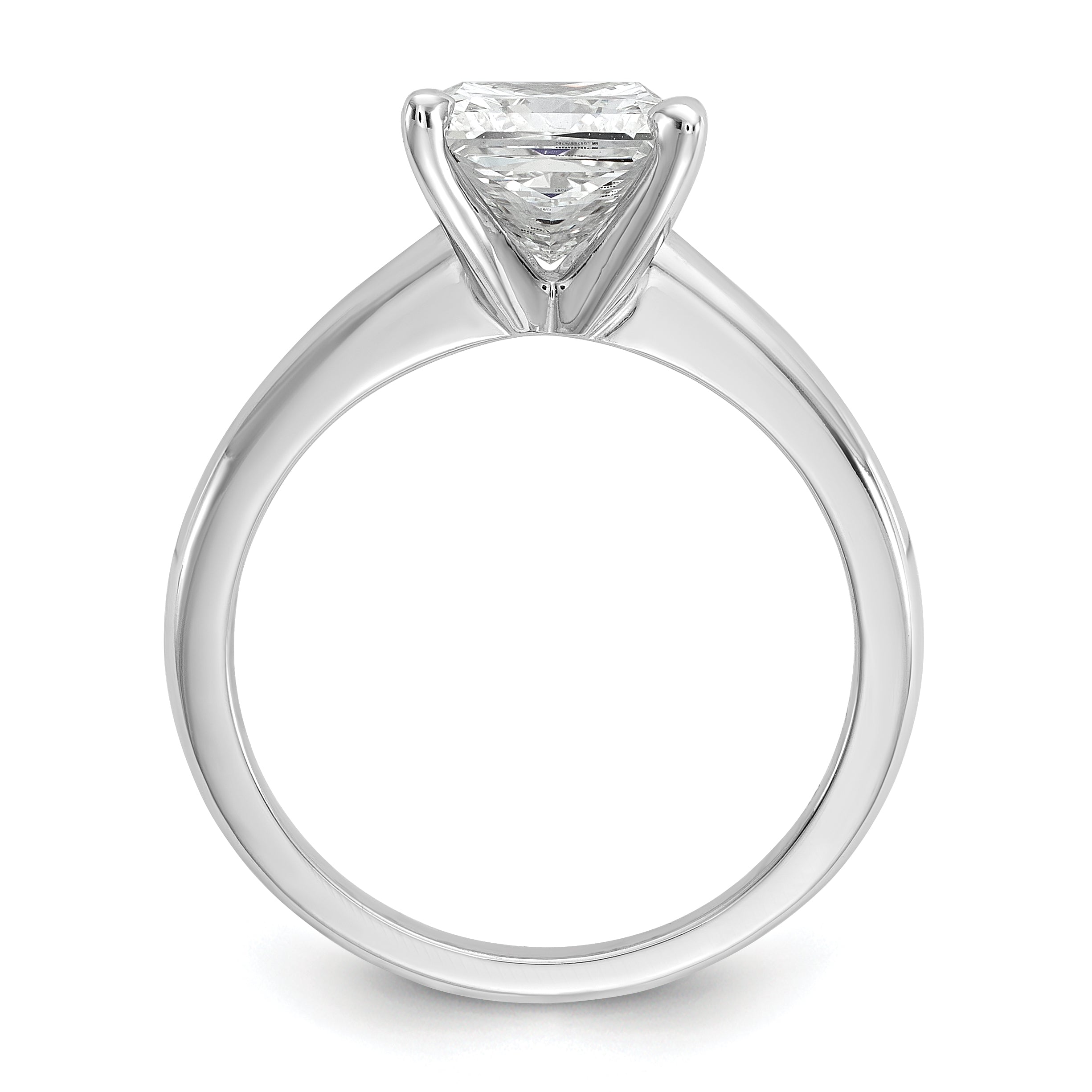 14k White Gold 2 carat Certified Lab Grown Diamond VS+ F+ Princess Complete Solitare Engagement Ring