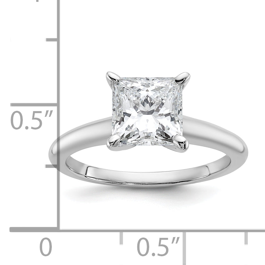 14k White Gold 2 carat Lab Grown Diamond VS+ F+ Princess Complete Solitare Engagement Ring