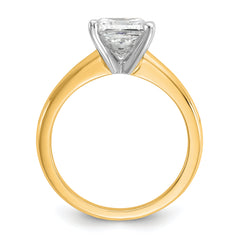 14k Two-tone 2 carat Certified Lab Grown Diamond VS+ F+ Princess Complete Solitare Engagement Ring
