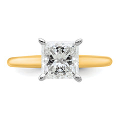 14k Two-tone 2 carat Certified Lab Grown Diamond VS+ F+ Princess Complete Solitare Engagement Ring