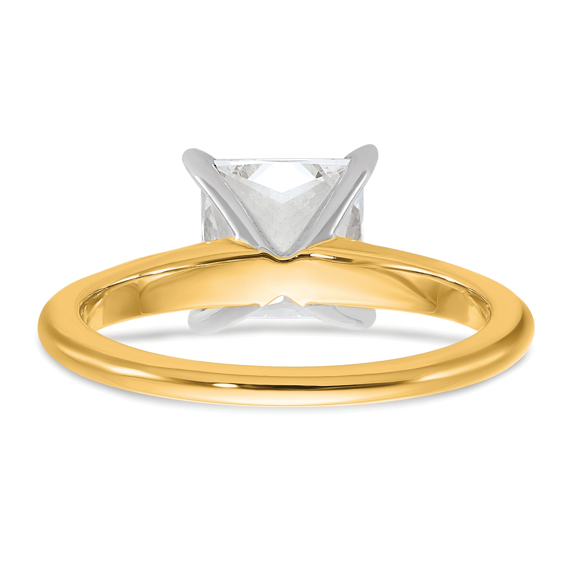 14k Two-tone 2 carat Certified Lab Grown Diamond VS+ F+ Princess Complete Solitare Engagement Ring