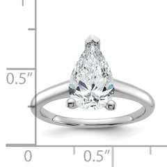 14k White Gold 2 carat Lab Grown Diamond VS+ F+ Pear Solitare Complete Engagement Ring