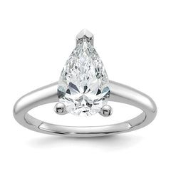14k White Gold 2 carat Lab Grown Diamond VS+ F+ Pear Solitare Complete Engagement Ring