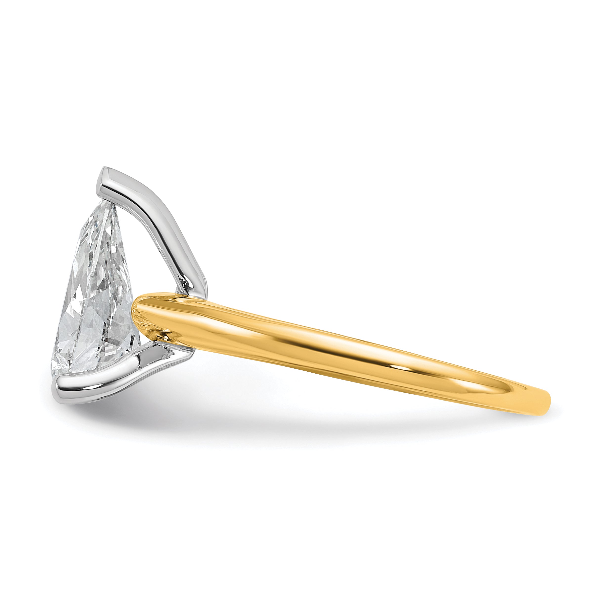 14k Two-tone 2 carat Certified Lab Grown Diamond VS+ F+ Pear Solitare Complete Engagement Ring