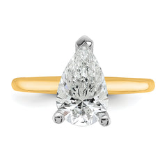 14k Two-tone 2 carat Certified Lab Grown Diamond VS+ F+ Pear Solitare Complete Engagement Ring