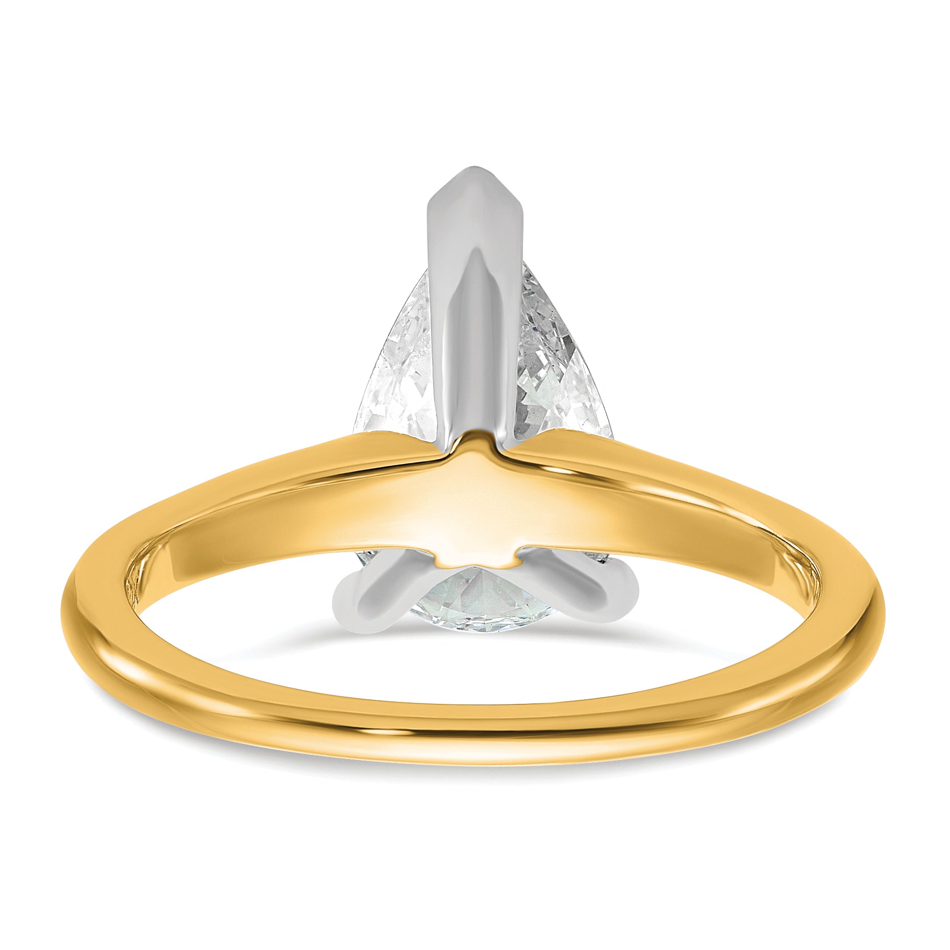 14k Two-tone 2 carat Certified Lab Grown Diamond VS+ F+ Pear Solitare Complete Engagement Ring