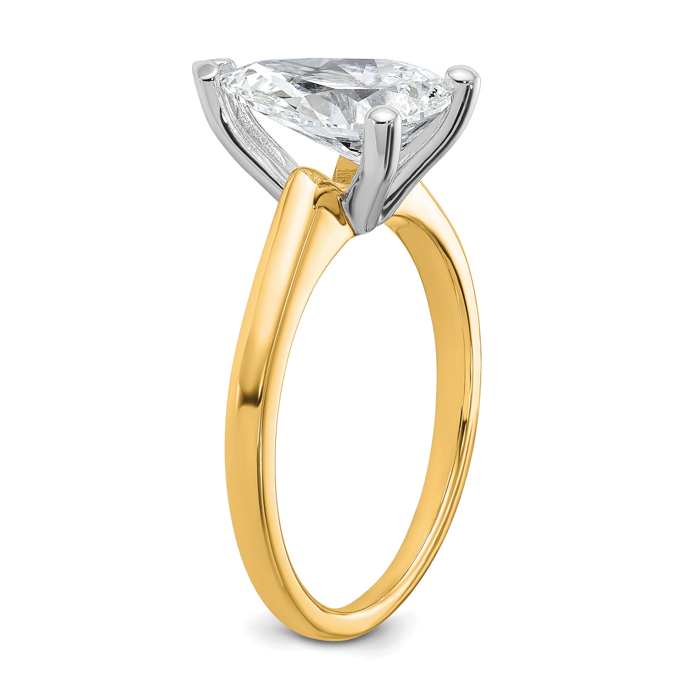 14k Two-tone 2 carat Certified Lab Grown Diamond VS+ F+ Pear Solitare Complete Engagement Ring