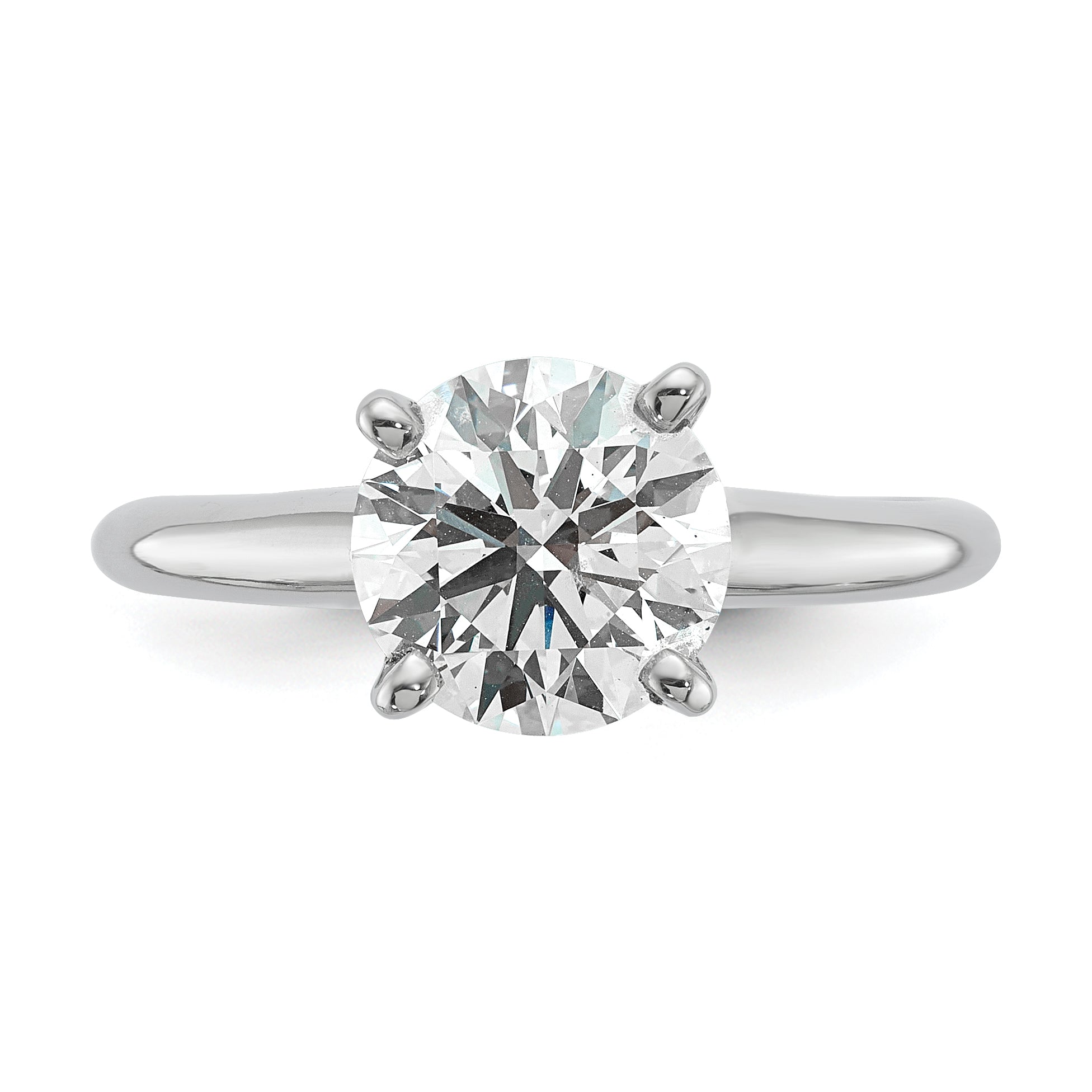 14k White Gold 2 carat Certified Lab Grown Diamond VS+ F+ Round Complete Solitaire Engagement Ring