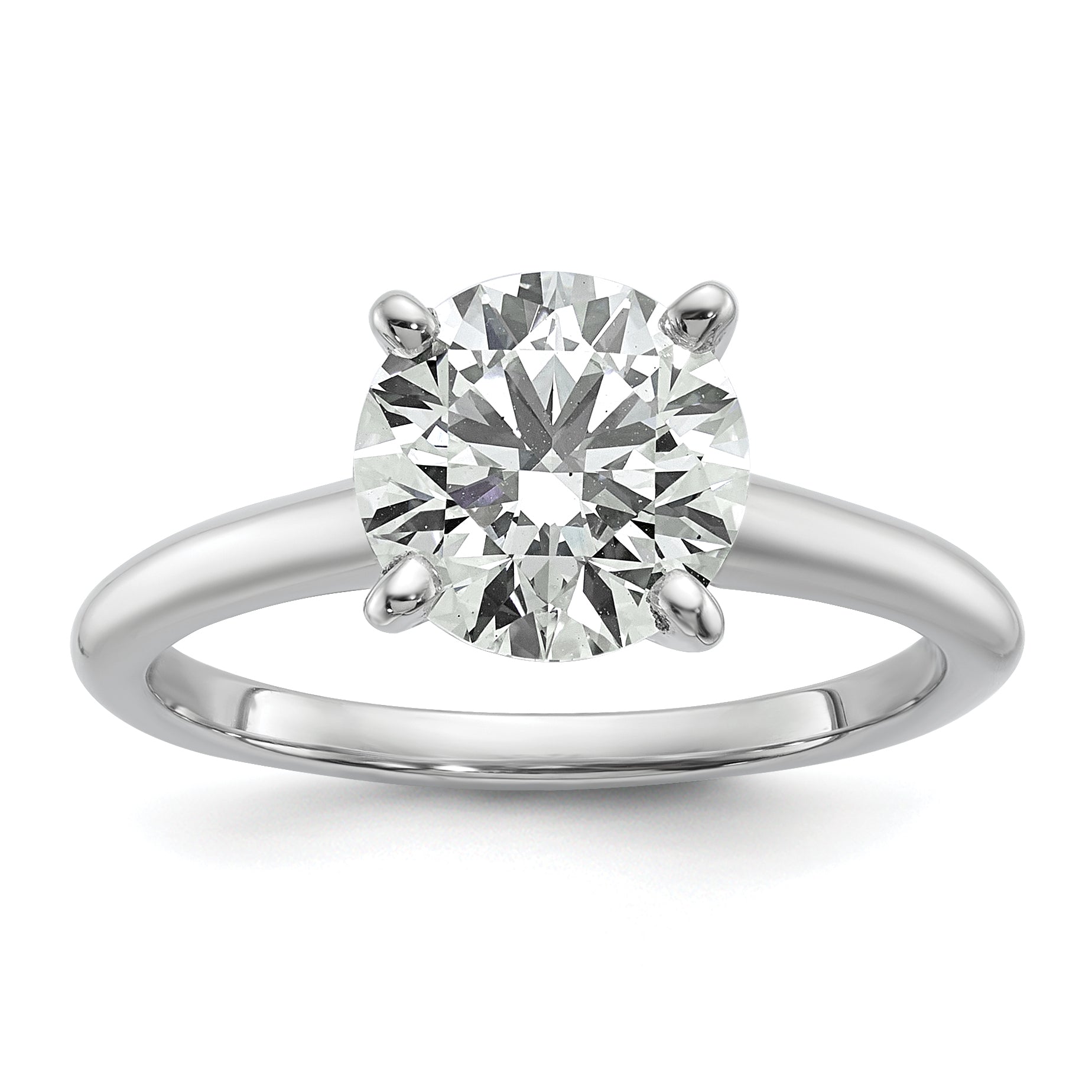 14k White Gold 2 carat Certified Lab Grown Diamond VS+ F+ Round Complete Solitaire Engagement Ring