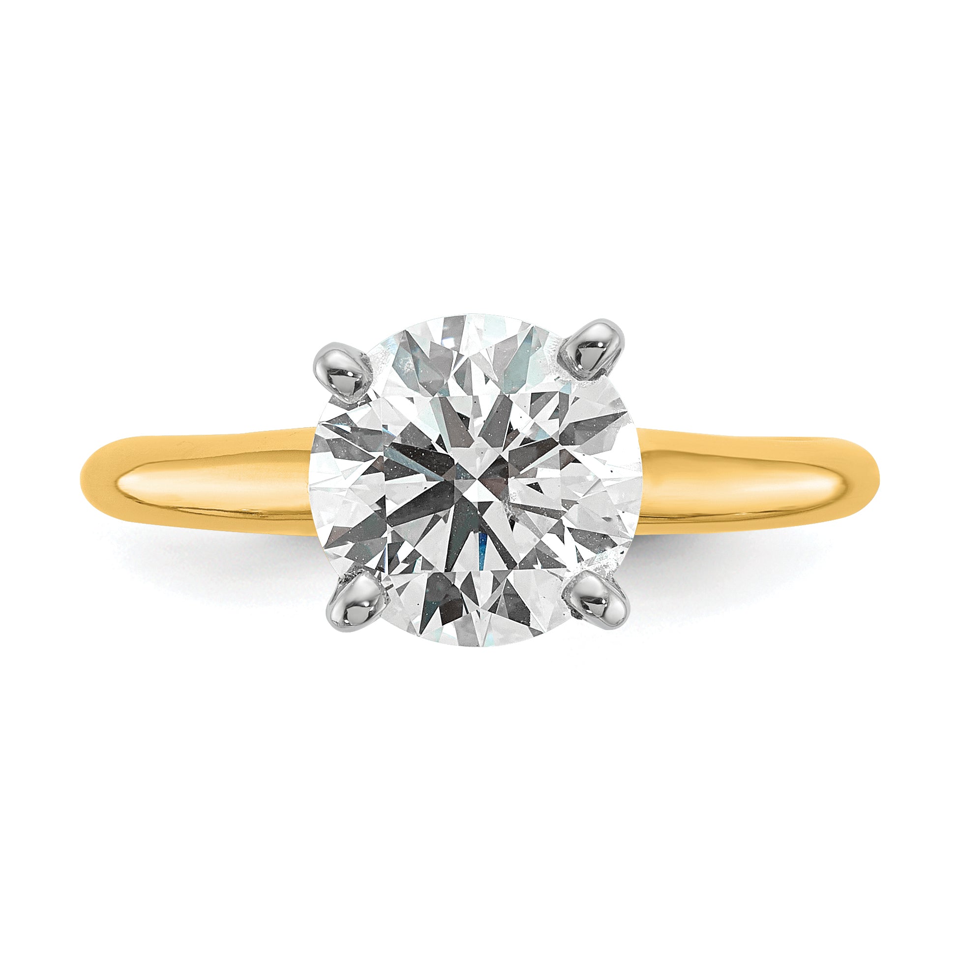 14k Two-Tone 2 carat Lab Grown Diamond VS+ F+ Round Complete Solitaire Engagement Ring