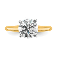 14k Two-Tone 2 carat Lab Grown Diamond VS+ F+ Round Complete Solitaire Engagement Ring