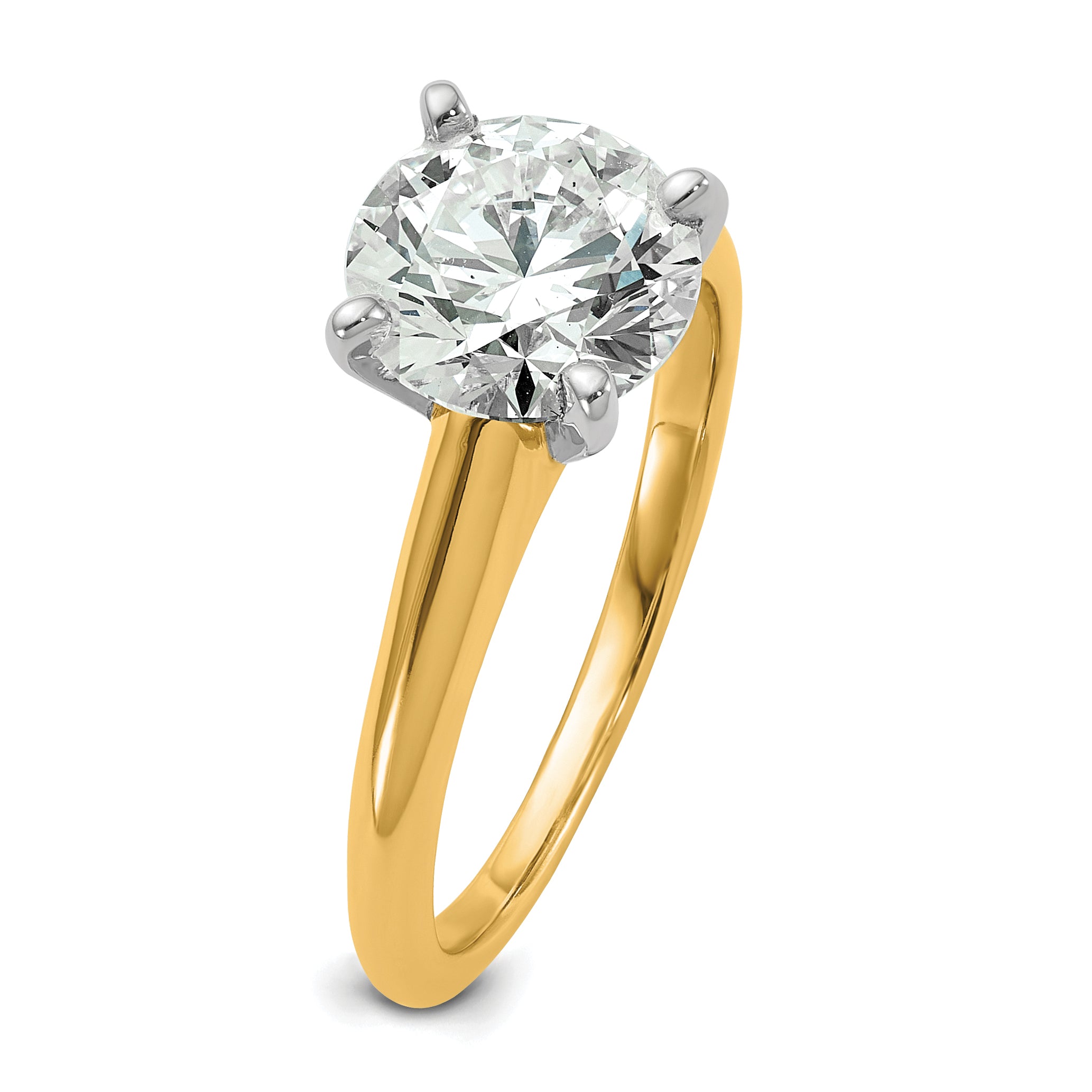 14k Two-Tone 2 carat Lab Grown Diamond VS+ F+ Round Complete Solitaire Engagement Ring