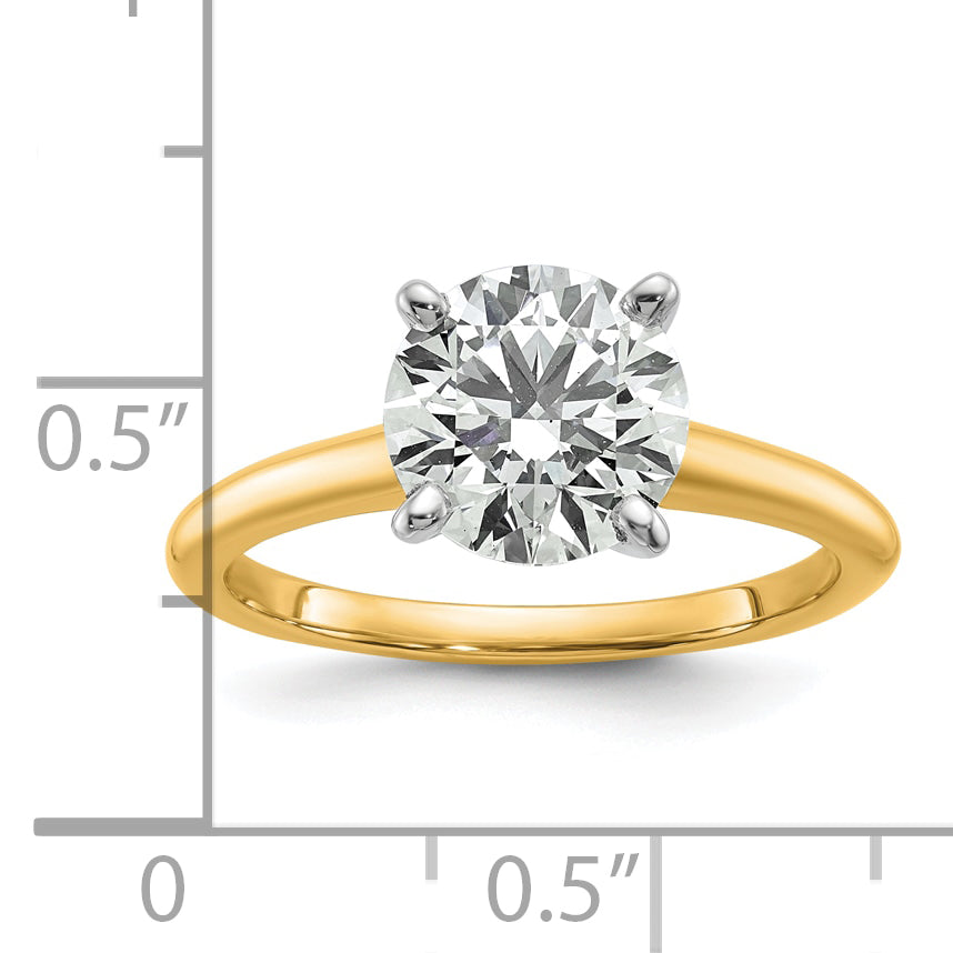 14k Two-Tone 2 carat Certified Lab Grown Diamond VS+ F+ Round Complete Solitaire Engagement Ring