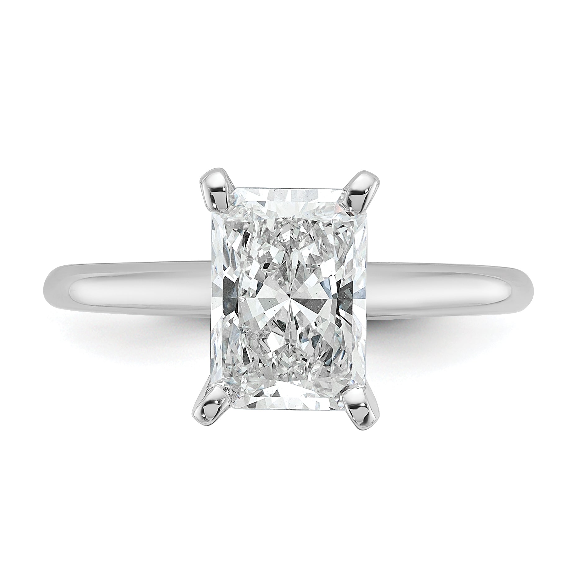 14k White Gold 2 carat Certified Lab Grown Diamond VS+ F+ Radiant Solitare Complete Engagement Ring