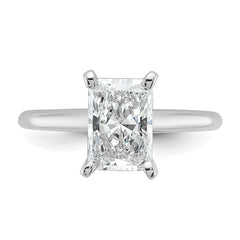 14k White Gold 2 carat Lab Grown Diamond VS+ F+ Radiant Solitare Complete Engagement Ring