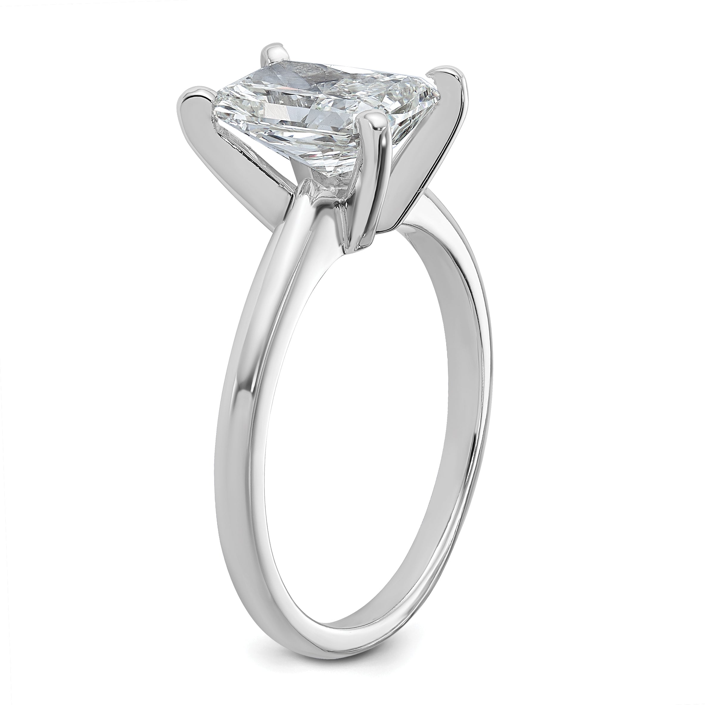 14k White Gold 2 carat Certified Lab Grown Diamond VS+ F+ Radiant Solitare Complete Engagement Ring