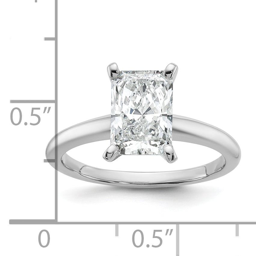 14k White Gold 2 carat Certified Lab Grown Diamond VS+ F+ Radiant Solitare Complete Engagement Ring