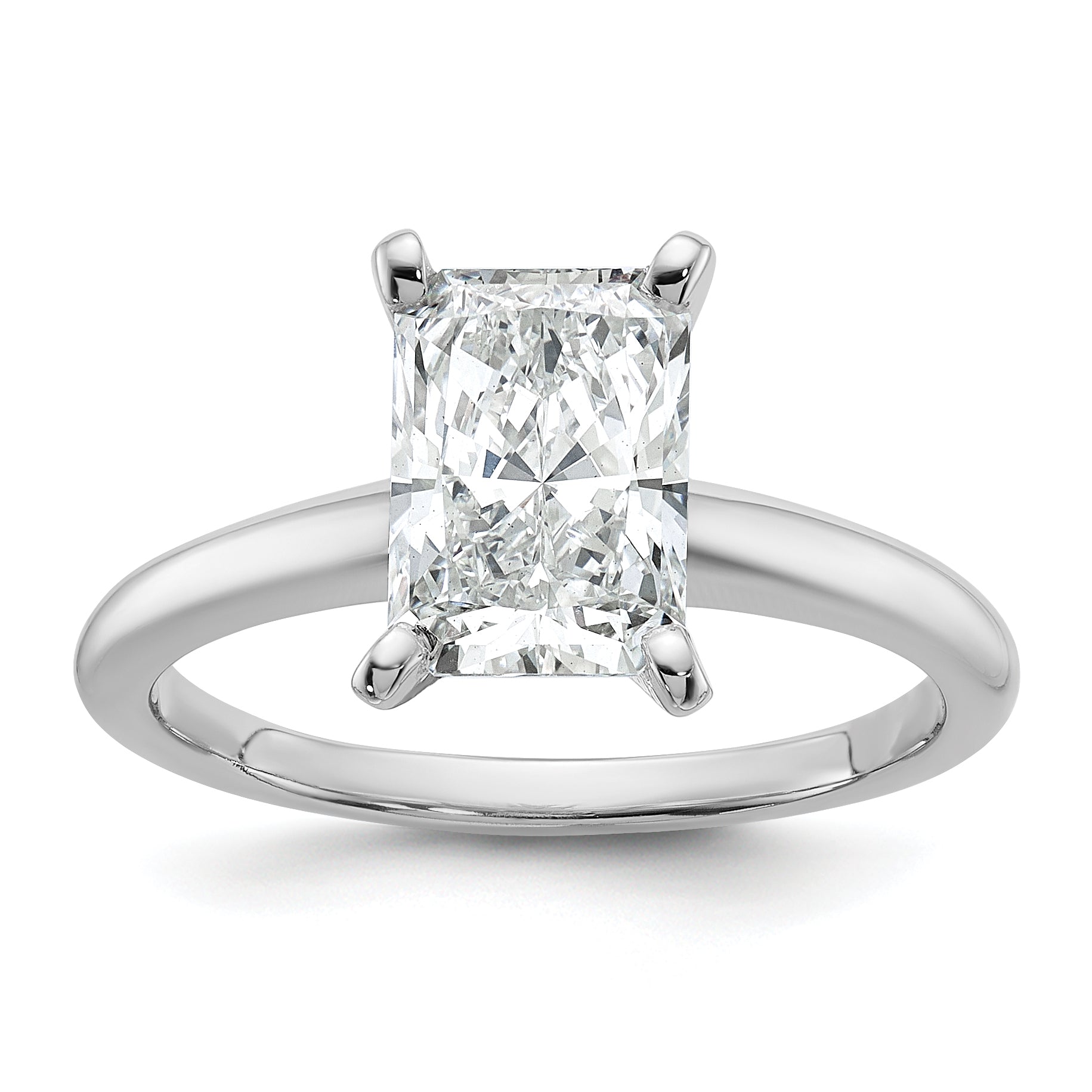 14k White Gold 2 carat Certified Lab Grown Diamond VS+ F+ Radiant Solitare Complete Engagement Ring