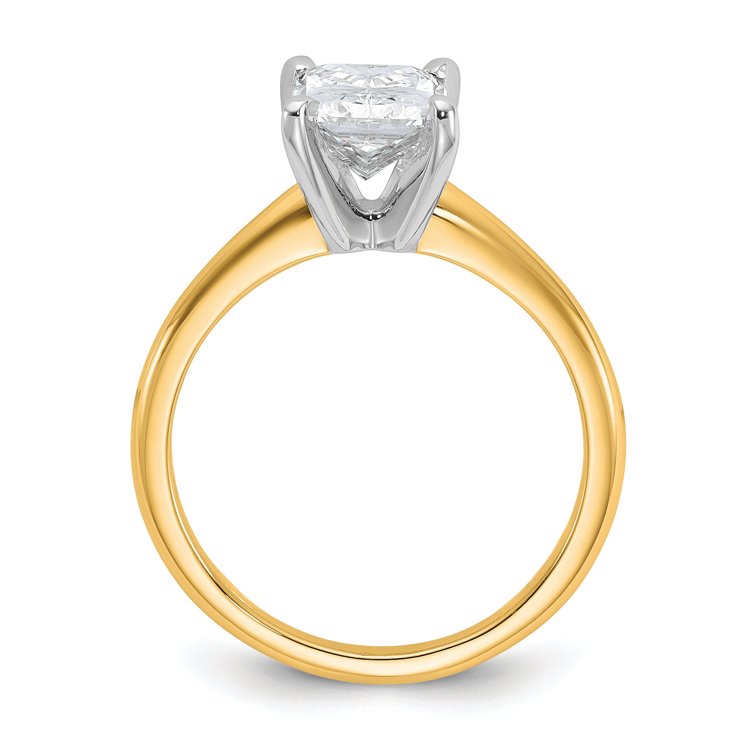 14k Two-tone 2 carat Lab Grown Diamond VS+ F+ Radiant Solitare Complete Engagement Ring
