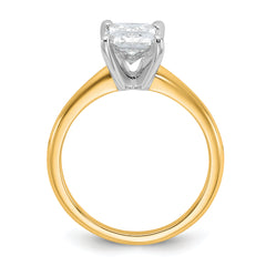 14k Two-tone 2 carat Lab Grown Diamond VS+ F+ Radiant Solitare Complete Engagement Ring