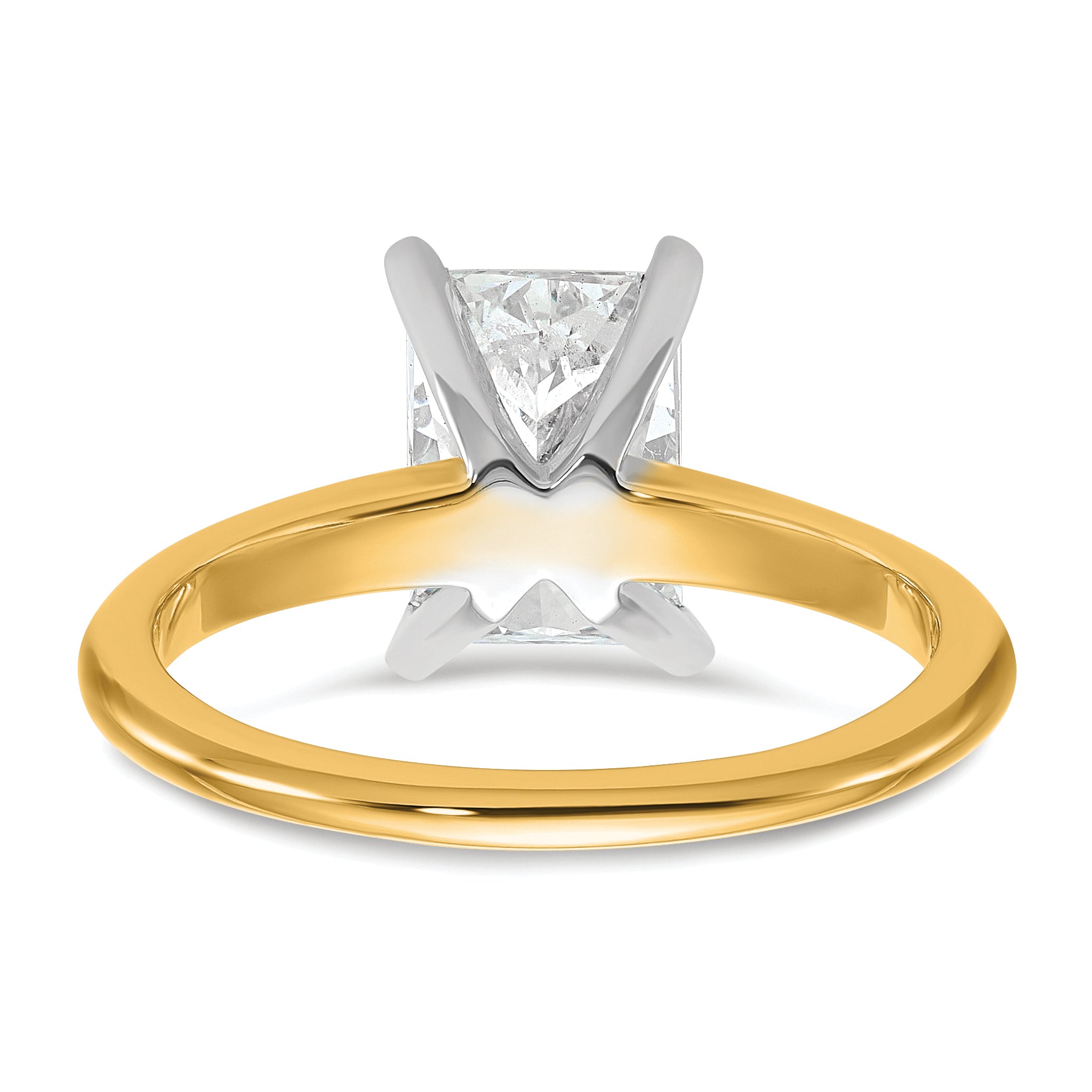 14k Two-tone 2 carat Lab Grown Diamond VS+ F+ Radiant Solitare Complete Engagement Ring