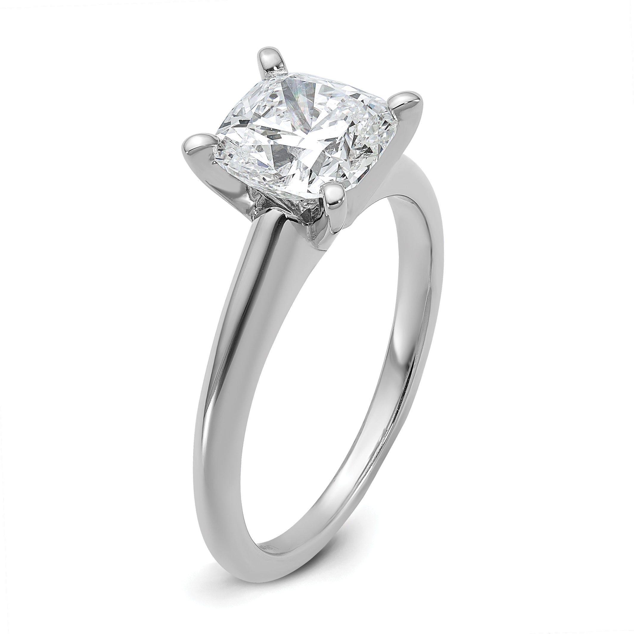 14k Two-tone 2 1/2 carat Certified Lab Grown Diamond VS+ F+ Cushion Complete Solitare Engagement Ring