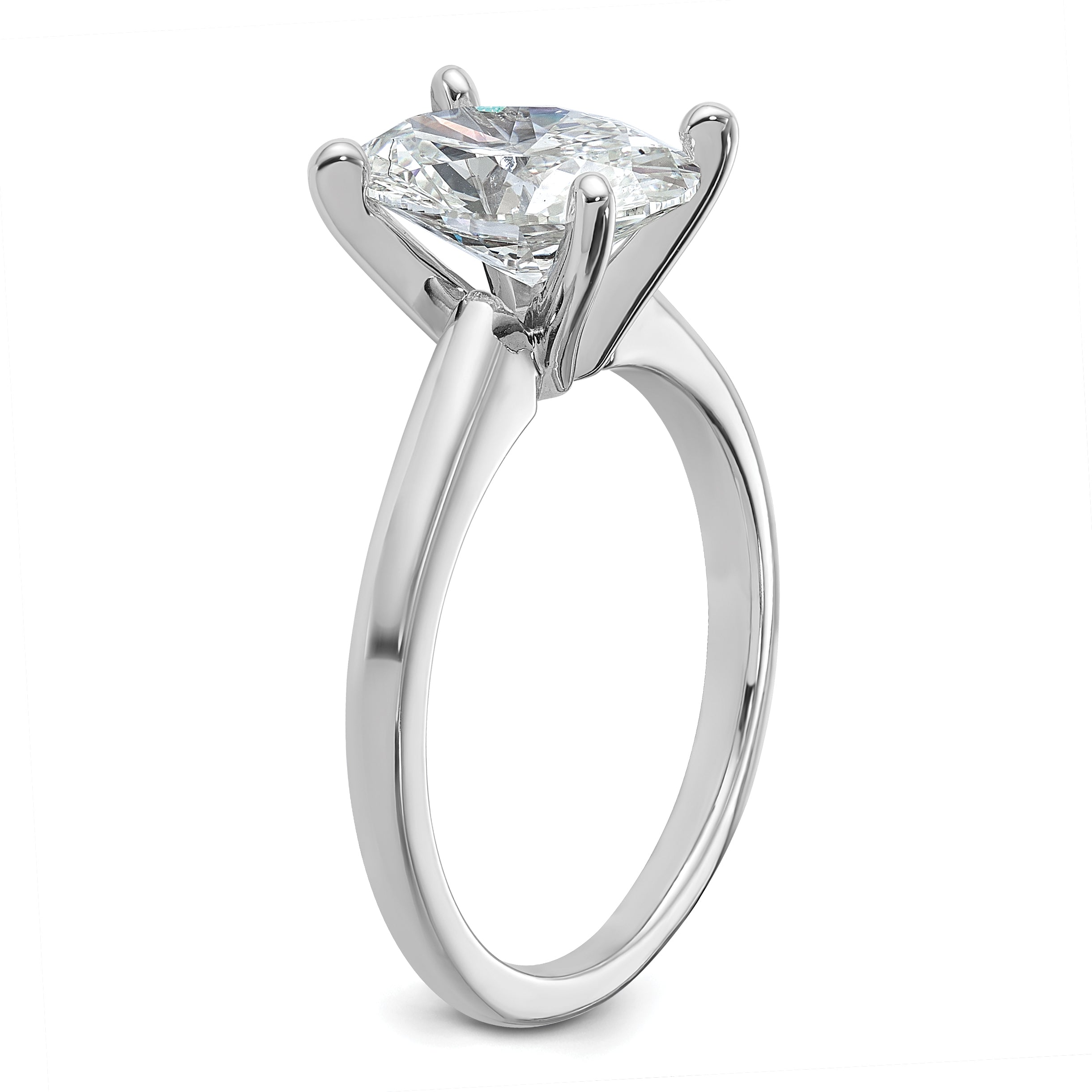 14k White Gold 2 1/4 carat Certified Lab Grown Diamond VS/SI+ G+ Oval Complete Solitaire Engagement Ring