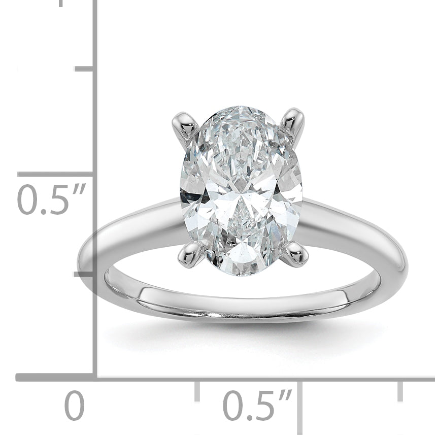 14k White Gold 2 1/4 carat Certified Lab Grown Diamond VS/SI+ G+ Oval Complete Solitaire Engagement Ring