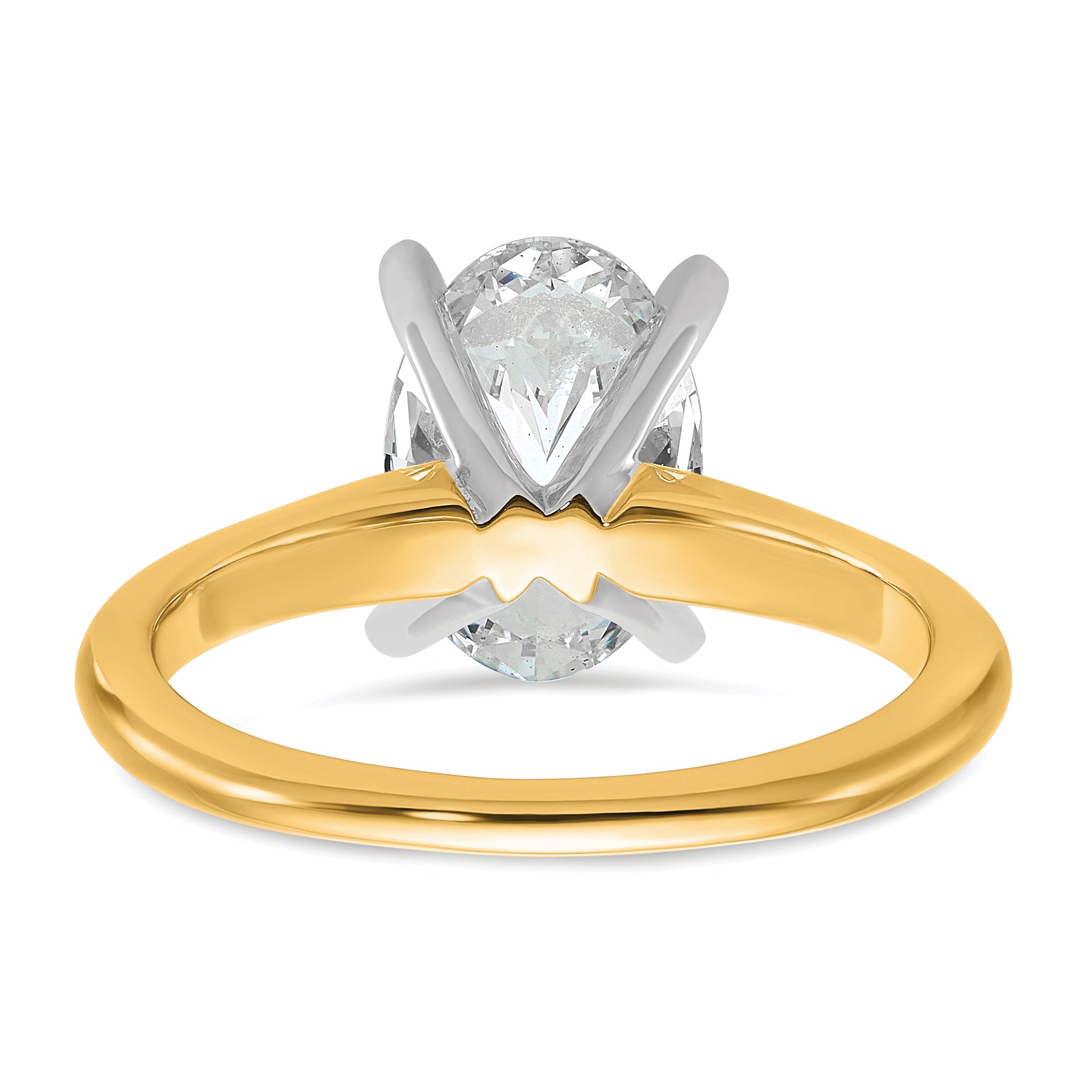 14k Two-Tone 2 1/4 carat Certified Lab Grown Diamond VS+ F+ Oval Complete Solitaire Engagement Ring