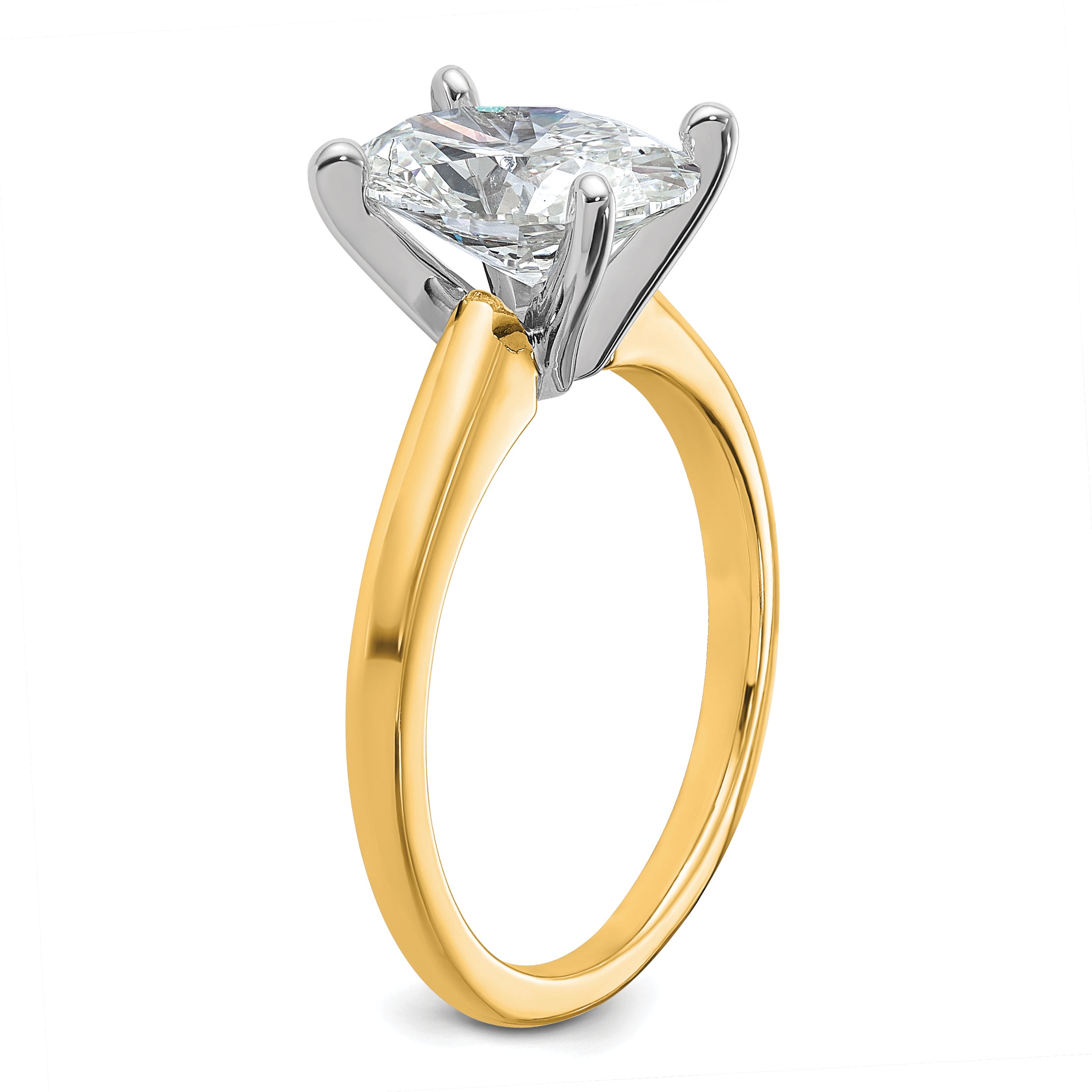 14k Two-Tone 2 1/4 carat Certified Lab Grown Diamond VS+ F+ Oval Complete Solitaire Engagement Ring