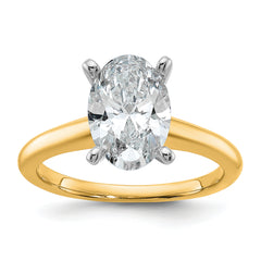 14k Two-Tone 2 1/4 carat Certified Lab Grown Diamond VS+ F+ Oval Complete Solitaire Engagement Ring