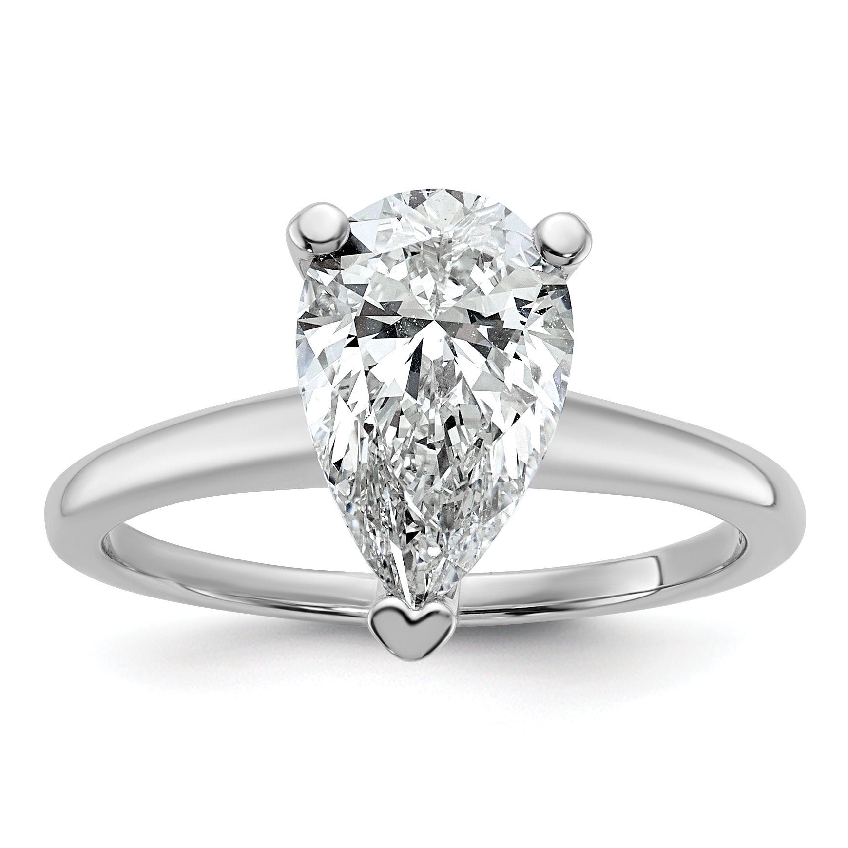 14k White Gold 2 1/4 carat Certified Lab Grown Diamond VS/SI+ G+ Pear Solitare Complete Engagement Ring