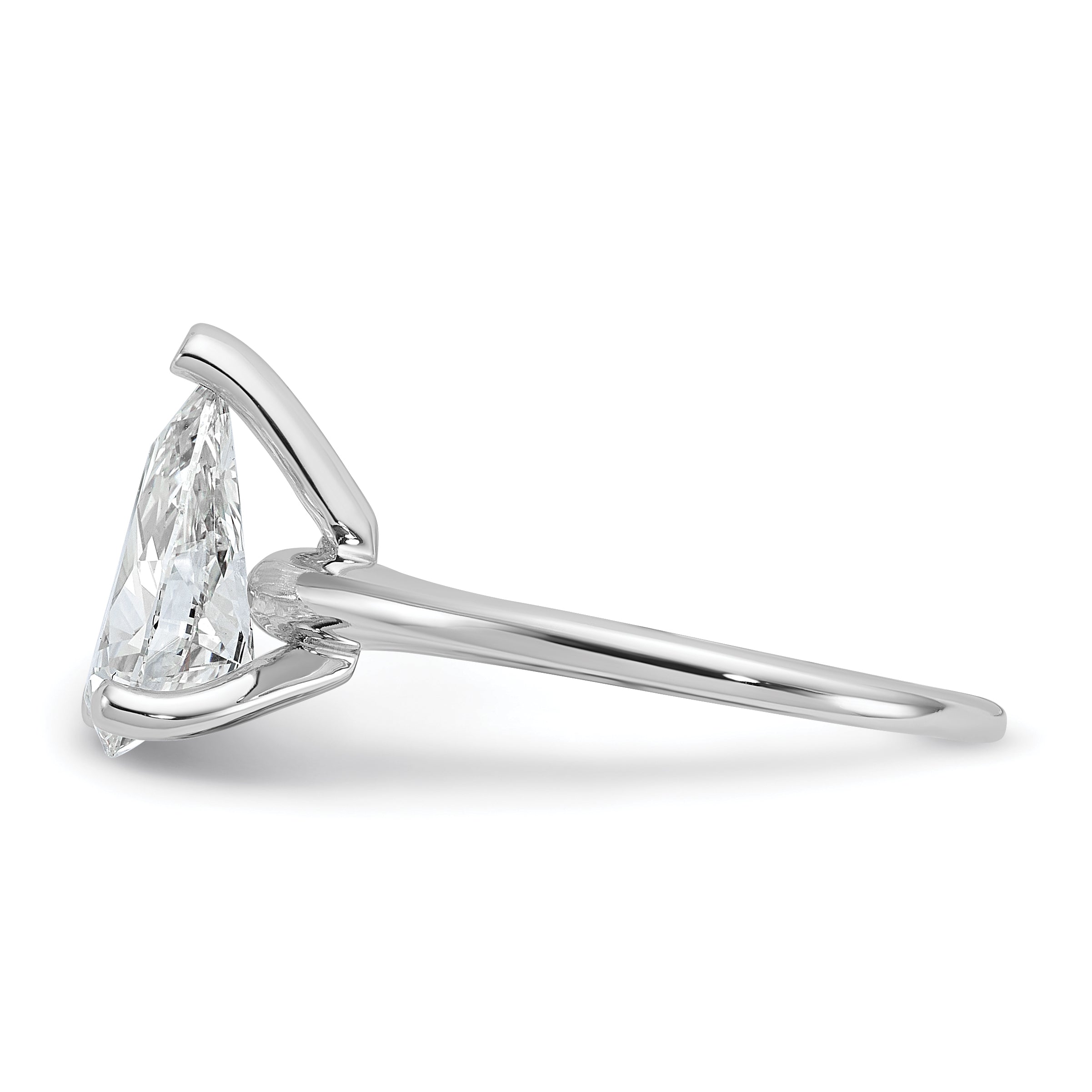 14k White Gold 2 1/4 carat Certified Lab Grown Diamond VS/SI+ G+ Pear Solitare Complete Engagement Ring