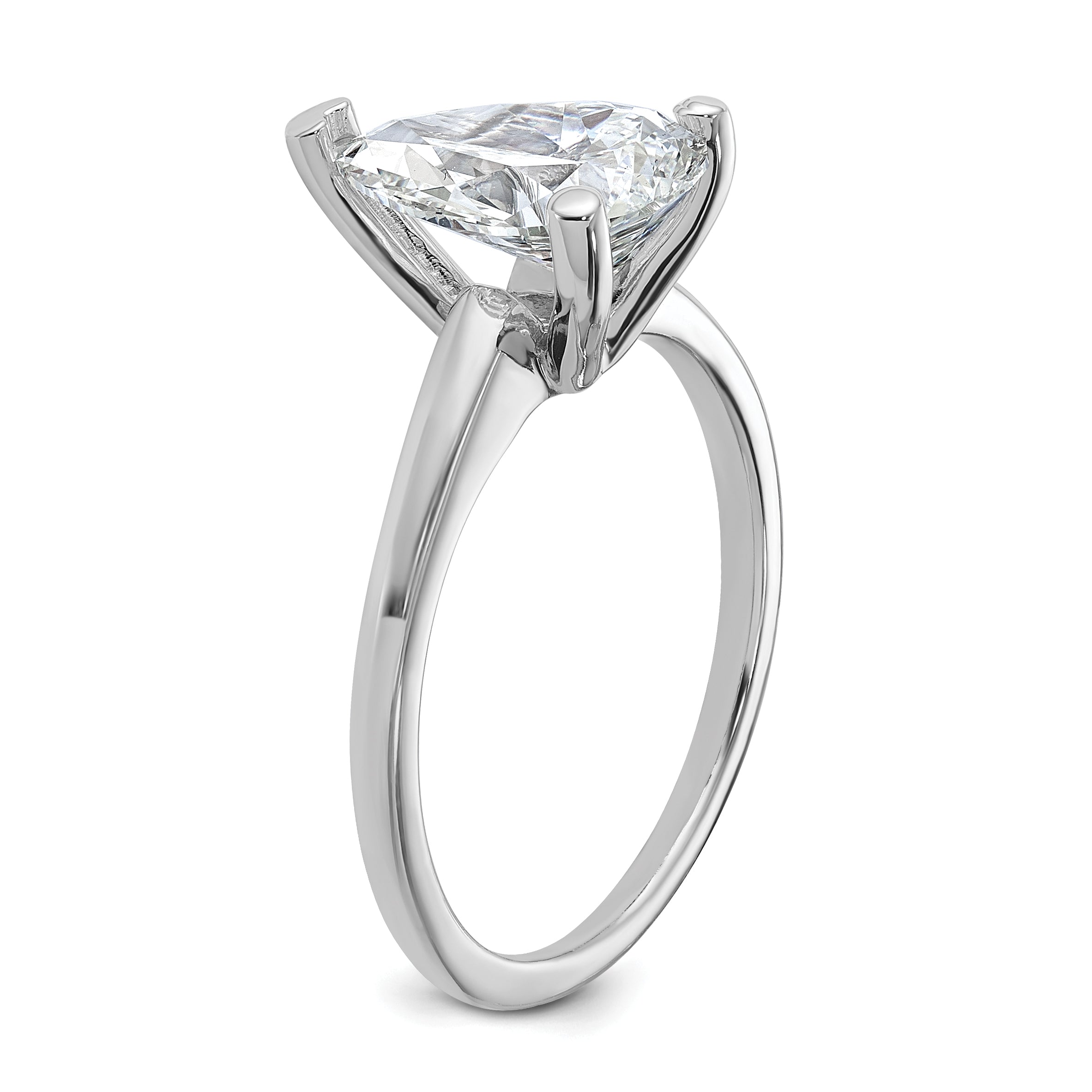 14k White Gold 2 1/4 carat Certified Lab Grown Diamond VS/SI+ G+ Pear Solitare Complete Engagement Ring