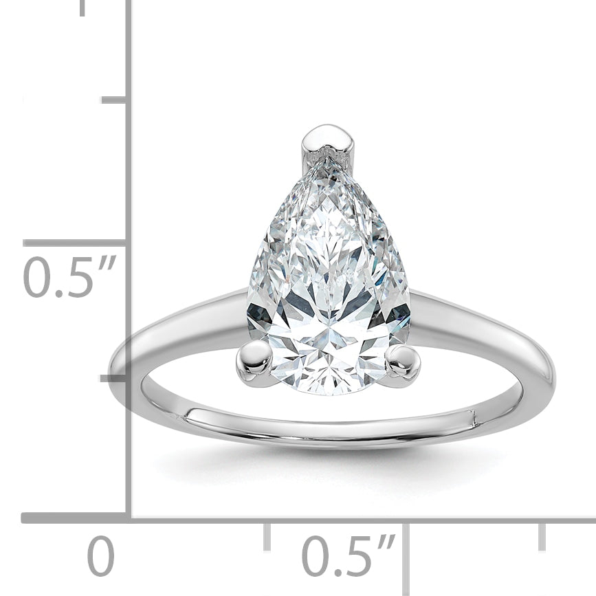 14k White Gold 2 1/4 carat Lab Grown Diamond VS/SI+ G+ Pear Solitare Complete Engagement Ring